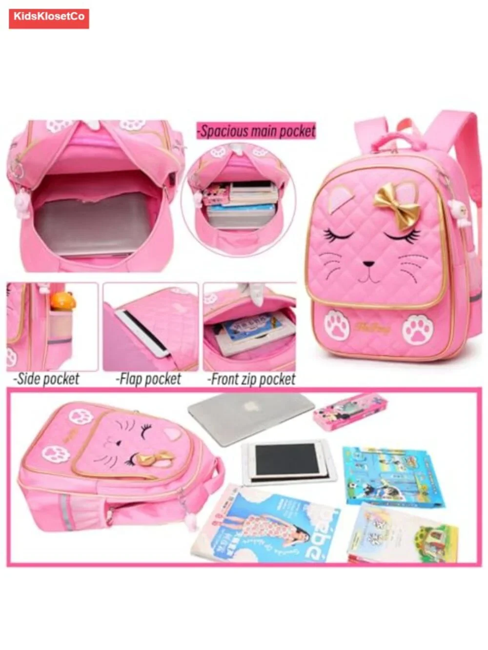 Rolling Backpack for Girls, 2 Wheel Trolley School Bag with Wheels, Nylon